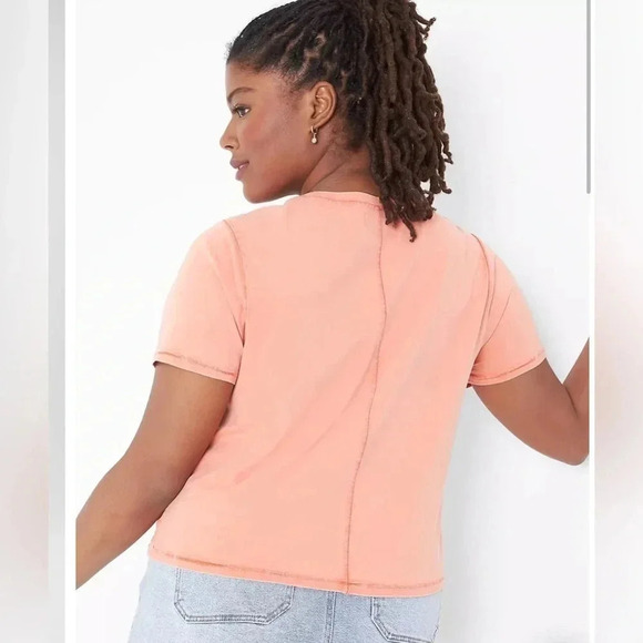 Lane Bryant Crop Crew Neck Washed Tee Desert Flower Short Sleeve Shirt Size XL - Picture 3 of 13